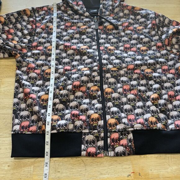 Fifty 24SF Gallery Zipper Hoodie Jacket L All Over Skull Print Grunge Y2k 90s - Picture 9 of 12